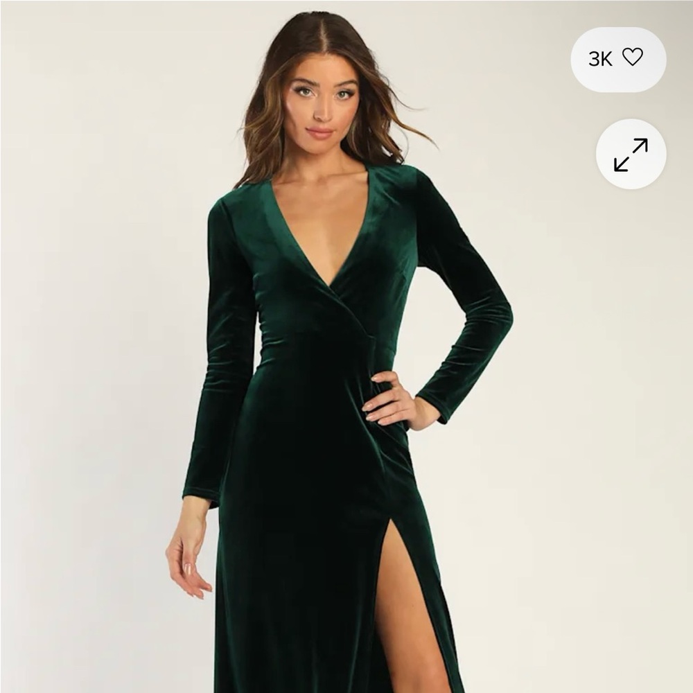 Lulu's Deep Green Long Sleeve Dress NWOT